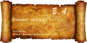 Bender Anikó névjegykártya