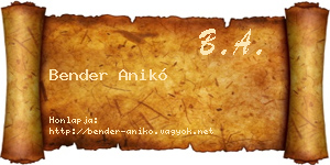 Bender Anikó névjegykártya